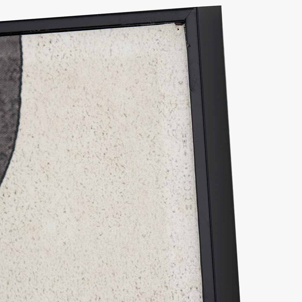 Abstract Ovals Natural & Black Canvas with Black Frame